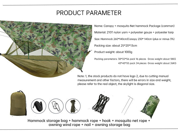 Outdoor Double Camping Hammock with Mosquito Net & Rain Fly – Sleep Wild, Stay Protected