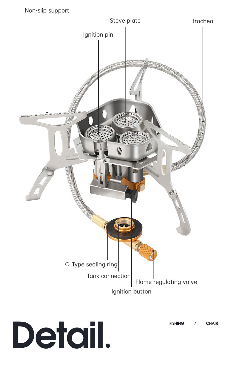 Three Core Power Camping Gas Stove – Triple Burner Strength in a Featherlight Frame