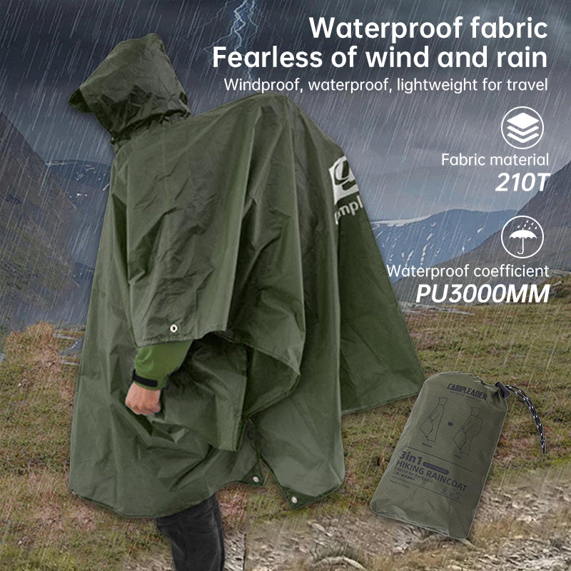 🌧️ 3-in-1 Waterproof Rain Poncho – Shelter, Shield, Ground Cover