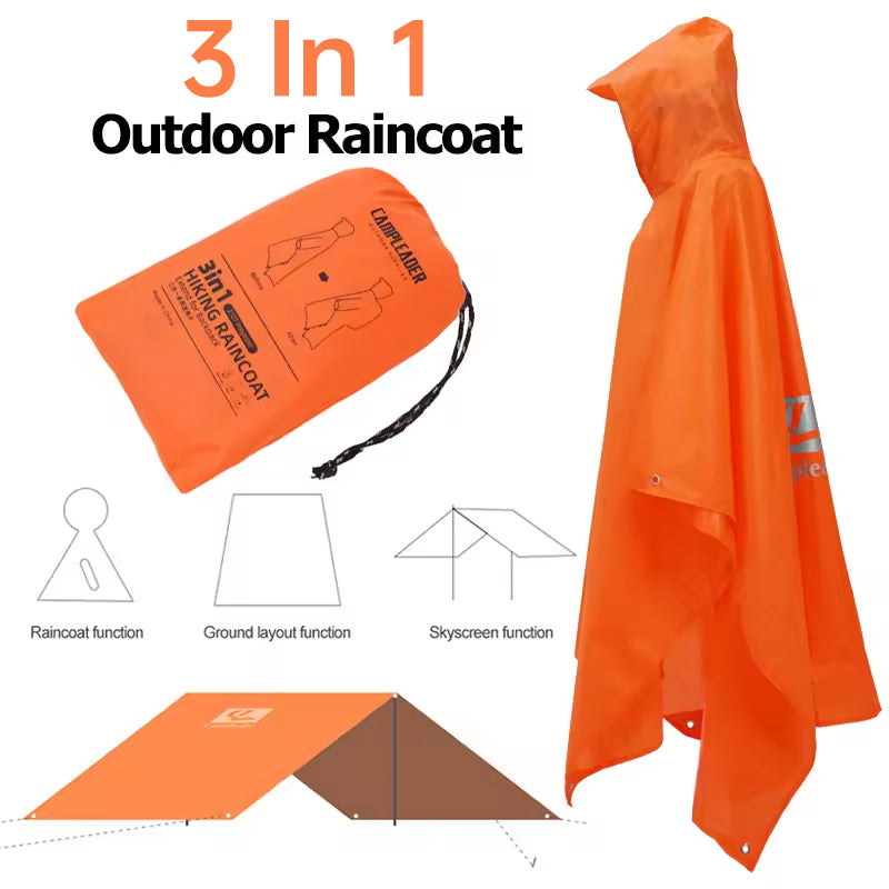 🌧️ 3-in-1 Waterproof Rain Poncho – Shelter, Shield, Ground Cover