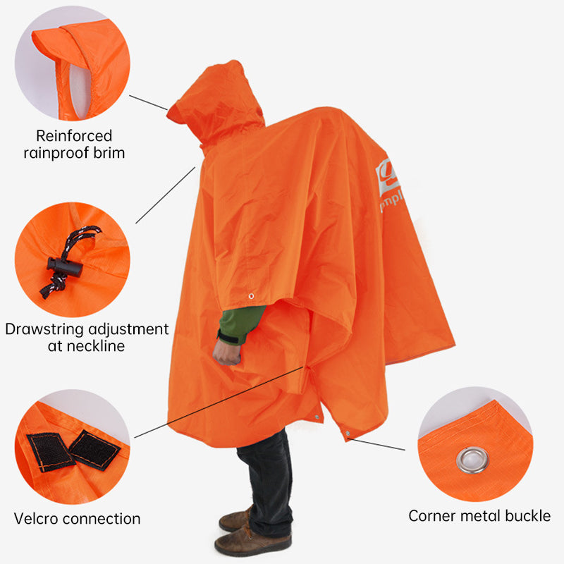 🌧️ 3-in-1 Waterproof Rain Poncho – Shelter, Shield, Ground Cover