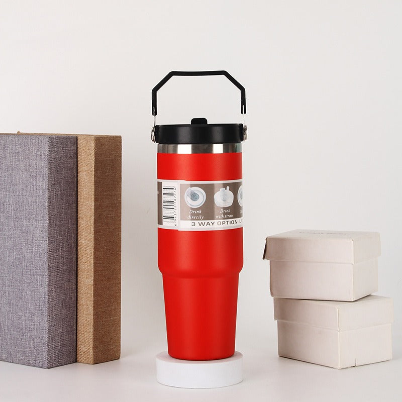 Portable Stainless Steel Tumbler – Handle, Cover, and Multiple Sizes for Every Mission
