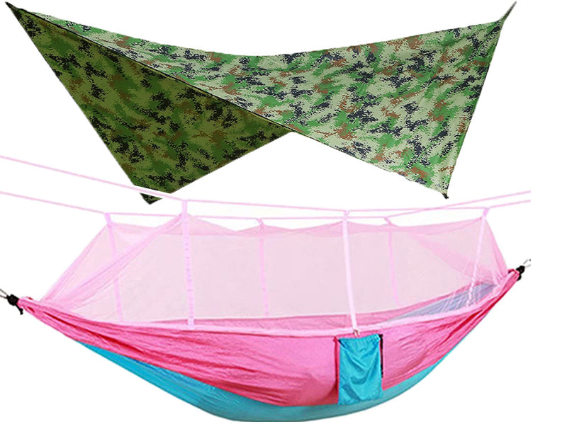Outdoor Double Camping Hammock with Mosquito Net & Rain Fly – Sleep Wild, Stay Protected
