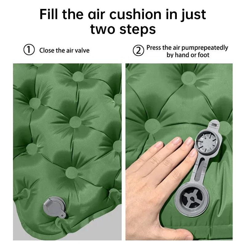 Outdoor Double Inflatable Sleeping Pad – Built-In Pillow & Pump for Ultimate Trailside Comfort