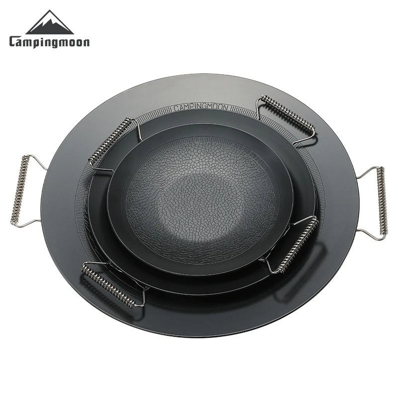 CAMPINGMOON GRW-27 Non-Stick Wok – Compact Crushed Stone Frying Pan for Outdoor Cooking