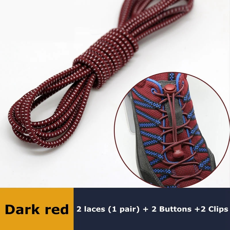1 Pair Elastic No-Tie Shoelaces – Quick Lock Round Rubber Laces for Sneakers