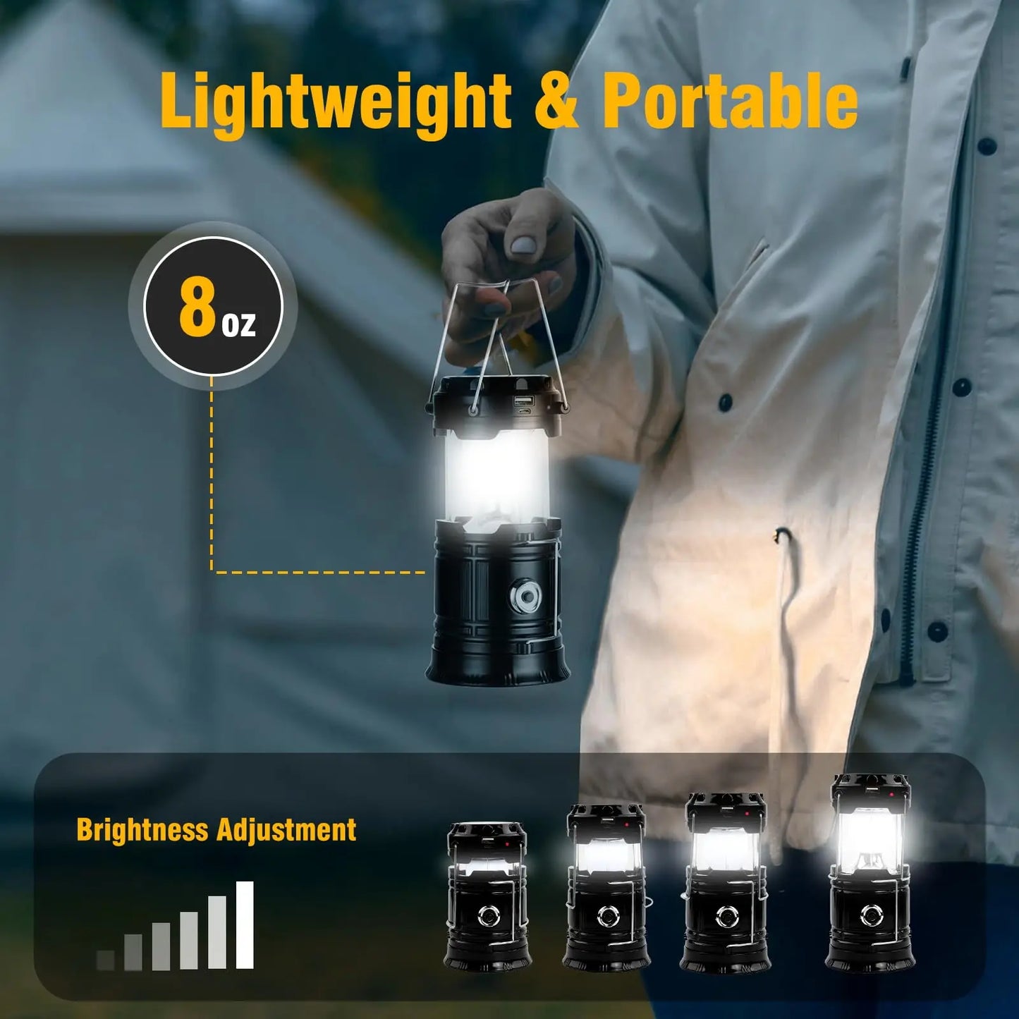 Solar Camping Lantern – USB Rechargeable, Waterproof & Power Bank-Ready