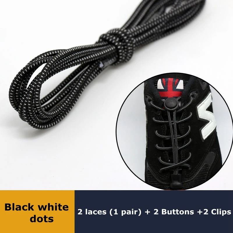 1 Pair Elastic No-Tie Shoelaces – Quick Lock Round Rubber Laces for Sneakers