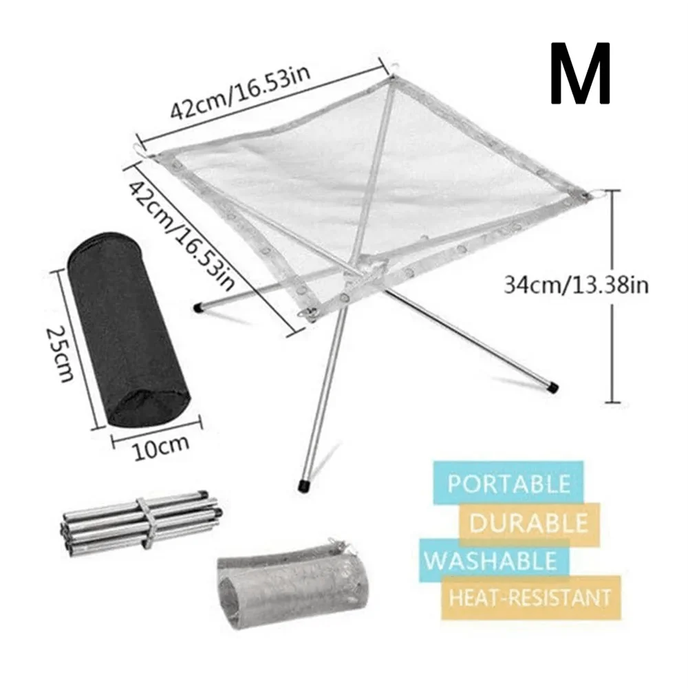 Portable Outdoor Fire Pit – Collapsible Steel Mesh Fire Stand