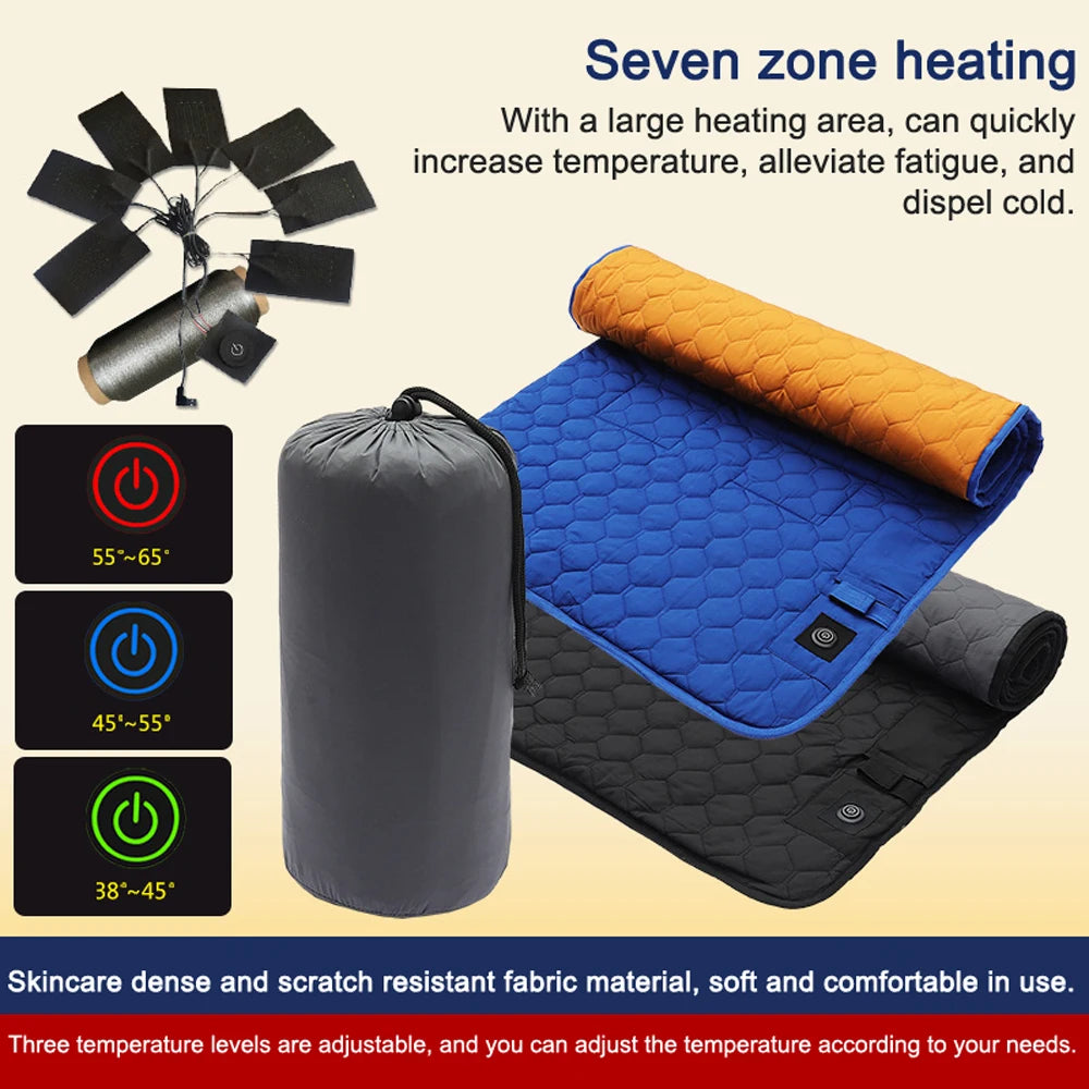 USB Heating Sleeping Mat – Foldable, Temperature-Controlled Pad for Winter Camping & Tent Comfort