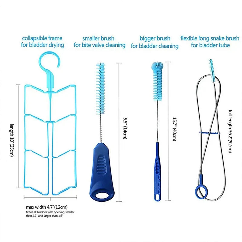 4-in-1 Hydration Bladder Cleaning Kit – Essential Outdoor Water Bag Maintenance Tools