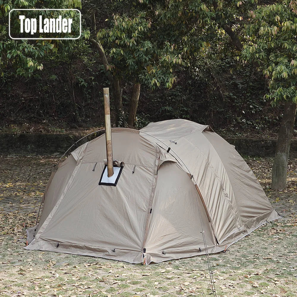 Top Lander Fireproof Hot Tent – 2-Person Waterproof Extended Dome Tent with Stove Jack & Snow Skirt