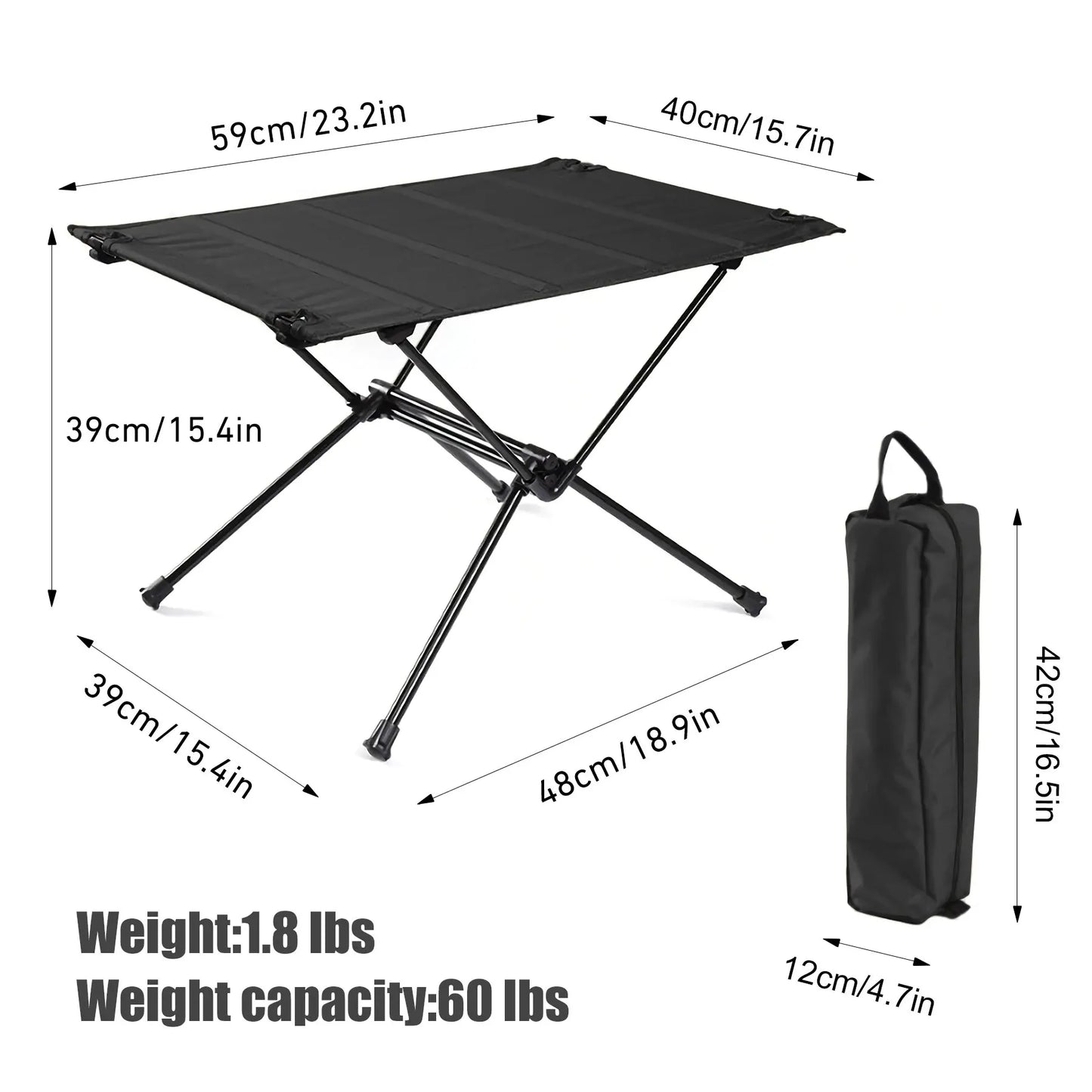 Camping Folding Table – Lightweight Roll-Up Table with 1680D Oxford Top & Aluminum Alloy Frame