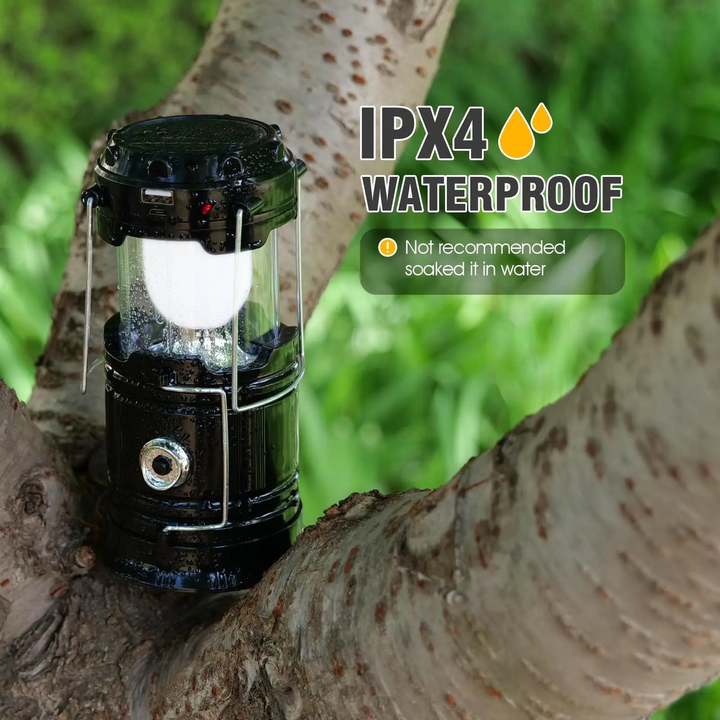 Solar Camping Lantern – USB Rechargeable, Waterproof & Power Bank-Ready