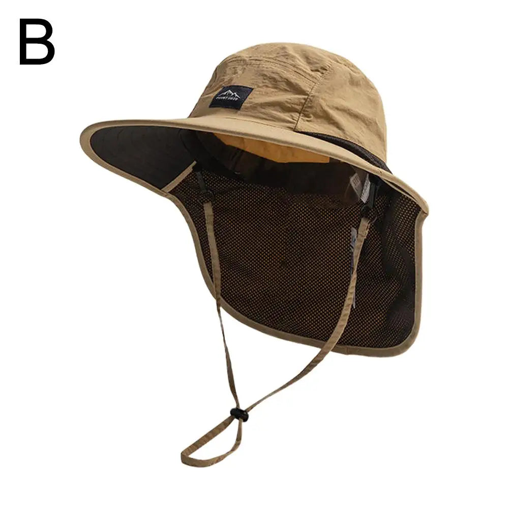 UV Protection Wide Brim Outdoor Hat - Waterproof, Quick-Drying Fisherman Cap with Breathable Mesh & Neck Protection