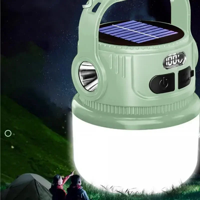 Portable LED Camping Lantern – Solar & USB Rechargeable, Waterproof & Ultra-Light