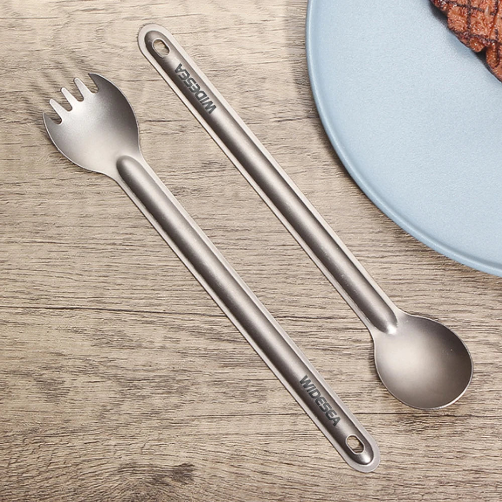 Titanium Spork & Spoon – Ultralight Tableware for Outdoor Dining