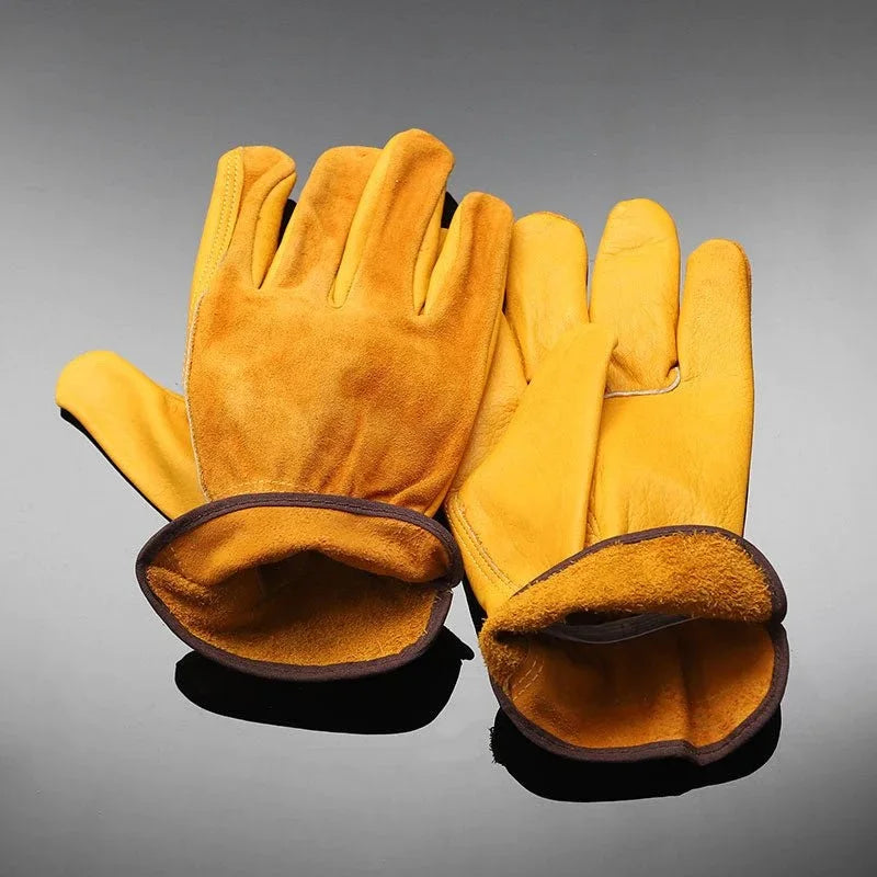 Fire‑Maple Gingko Cowhide Leather Work Gloves