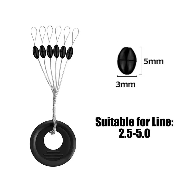 600Pcs (100 Groups) Rubber Space Beans Oval Stopper Set - Essential Fishing Bobber & Rigging Accessories for Fly Fishing, Spinner Baits & More