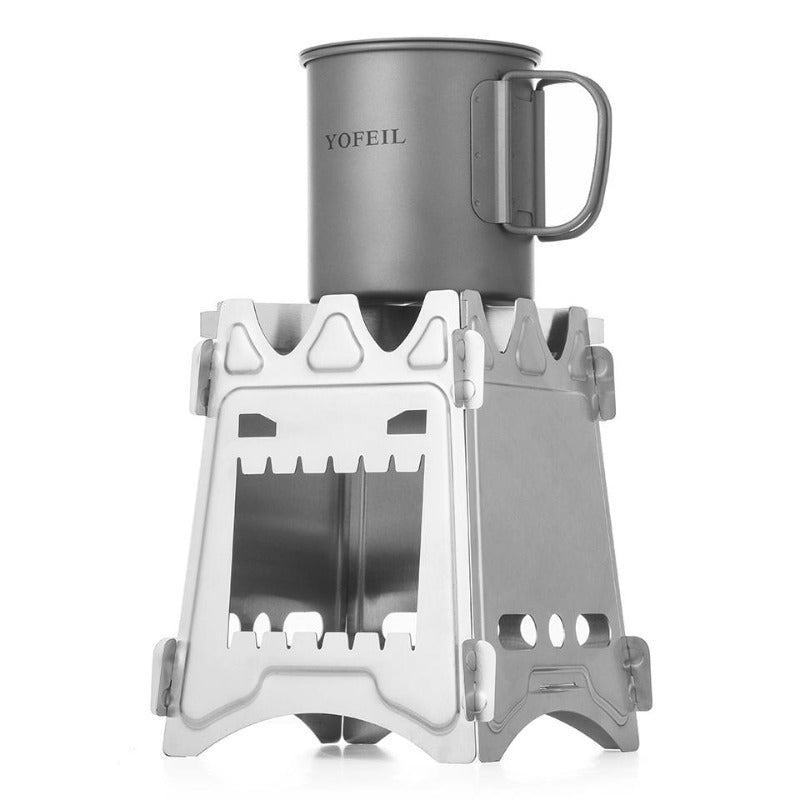 Camping Stove Stainless Steel Backpacking Stove Potable Wood Burning Stoves for Picnic BBQ Camp Hiking-1