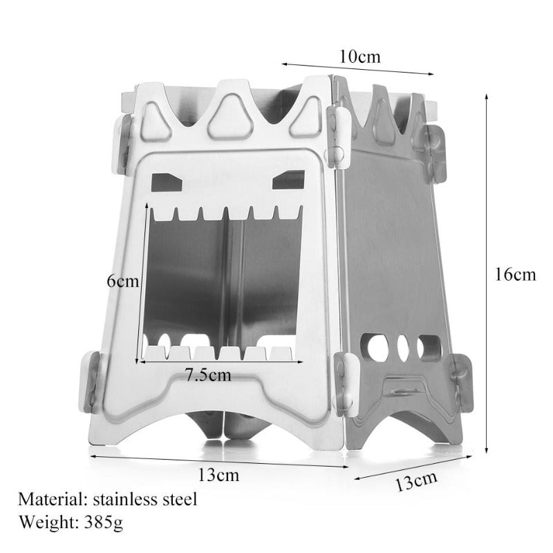 Camping Stove Stainless Steel Backpacking Stove Potable Wood Burning Stoves for Picnic BBQ Camp Hiking-3