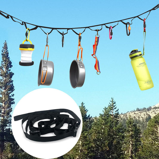 Camping & Tent Storage Adjustable Line Lanyard – 19 Hook Hangers for Organized Adventures