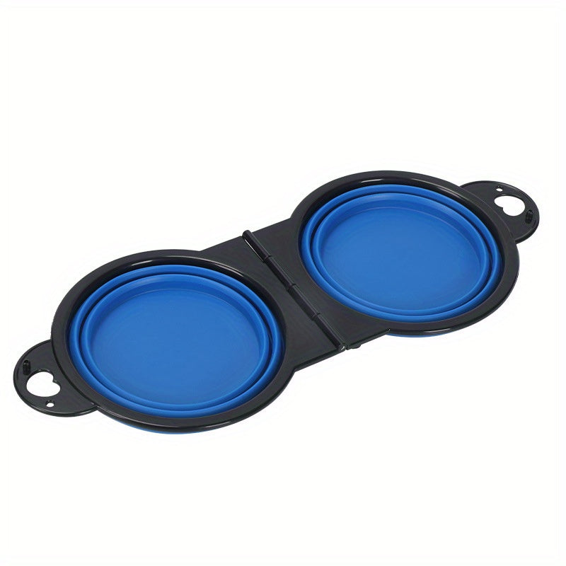 Collapsible Portable Pet Double Bowls – Foldable Dog Food & Water Bowl