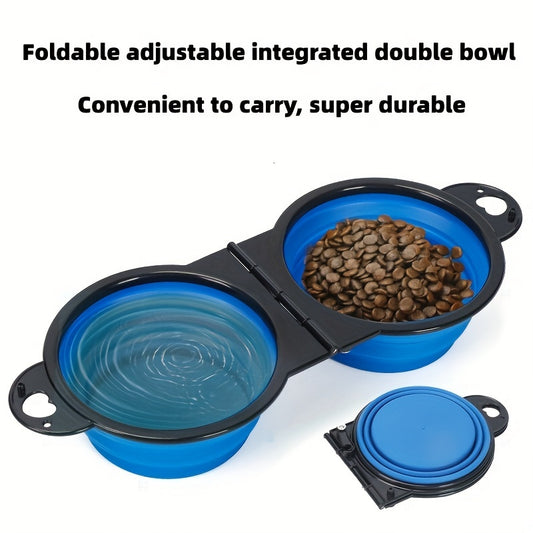 Collapsible Portable Pet Double Bowls – Foldable Dog Food & Water Bowl