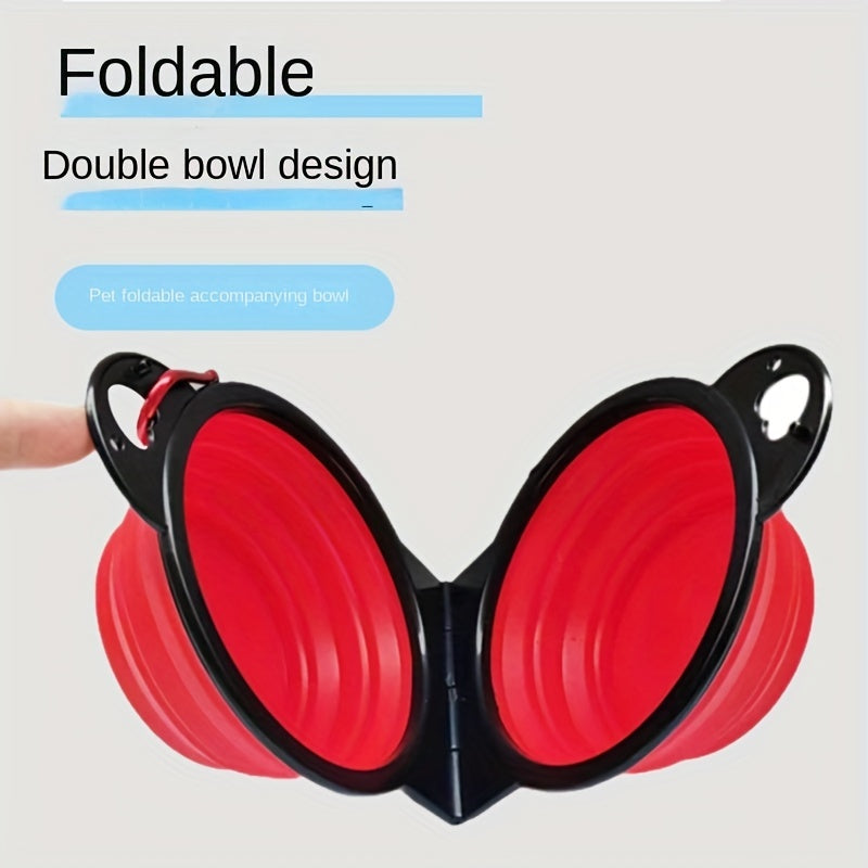 Collapsible Portable Pet Double Bowls – Foldable Dog Food & Water Bowl
