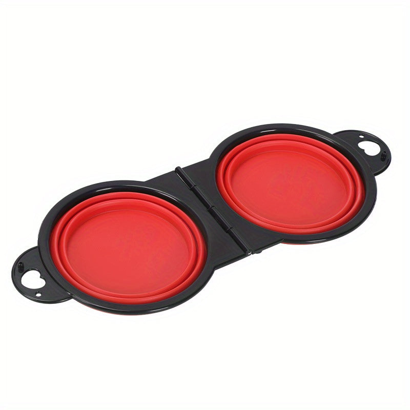 Collapsible Portable Pet Double Bowls – Foldable Dog Food & Water Bowl