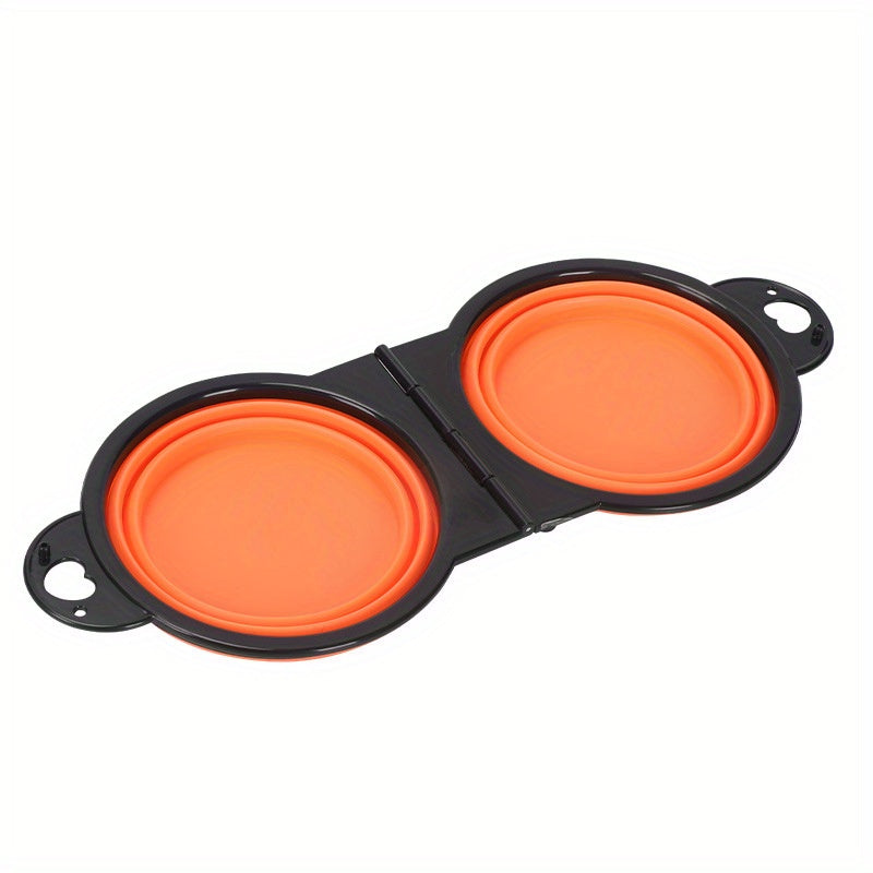 Collapsible Portable Pet Double Bowls – Foldable Dog Food & Water Bowl