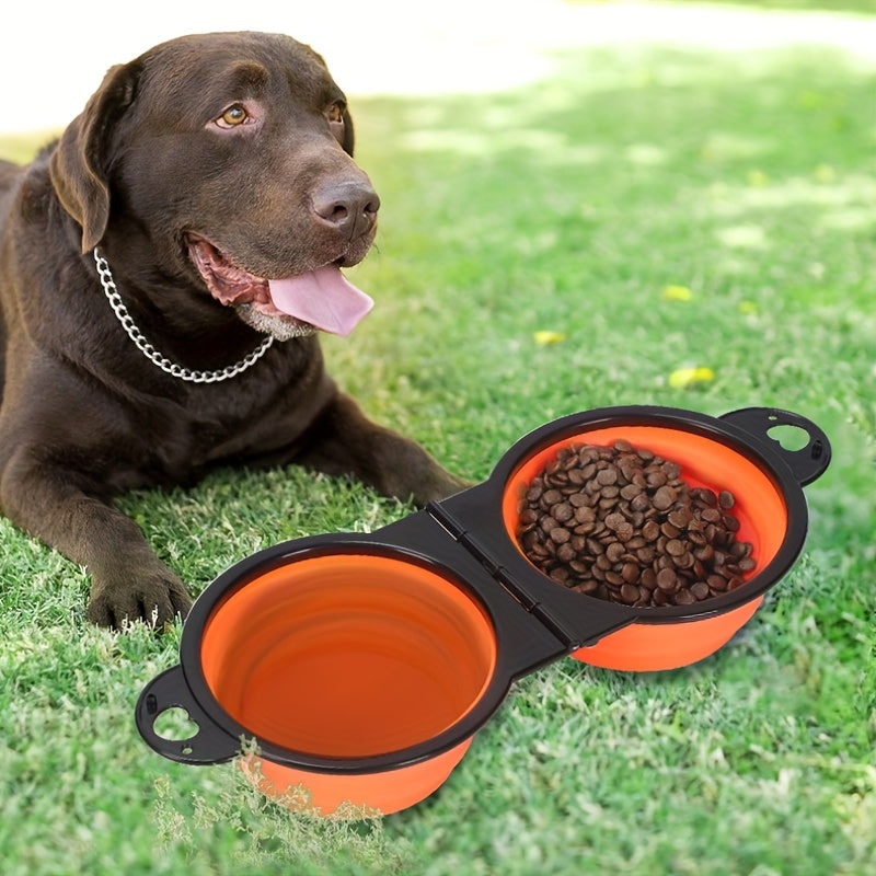 Collapsible Portable Pet Double Bowls – Foldable Dog Food & Water Bowl