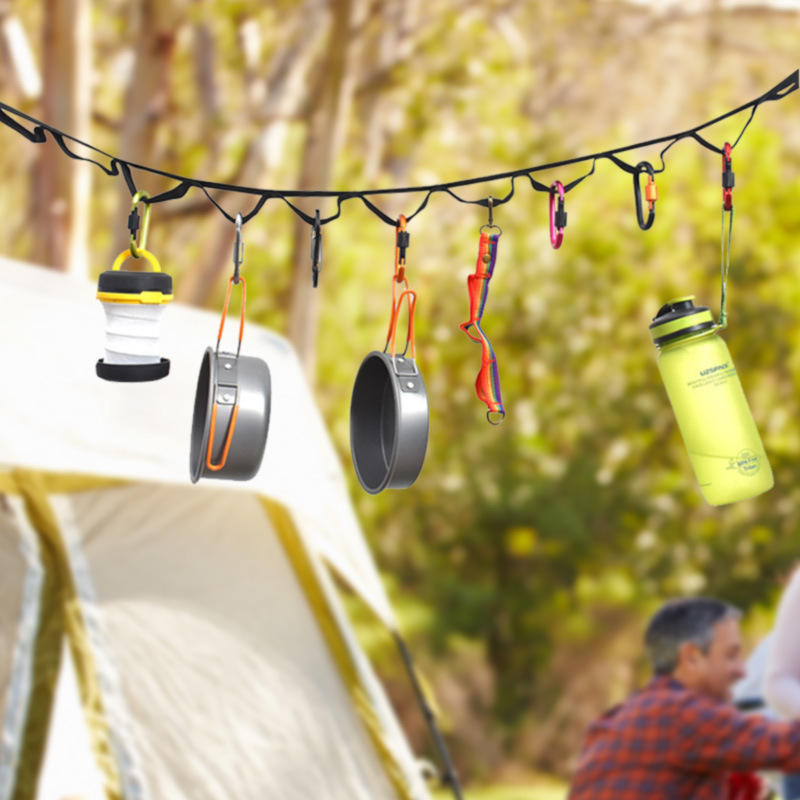 Camping & Tent Storage Adjustable Line Lanyard – 19 Hook Hangers for Organized Adventures
