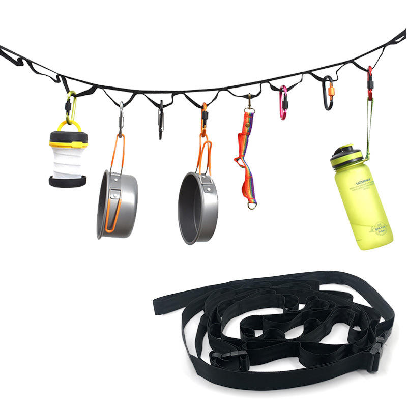Camping & Tent Storage Adjustable Line Lanyard – 19 Hook Hangers for Organized Adventures