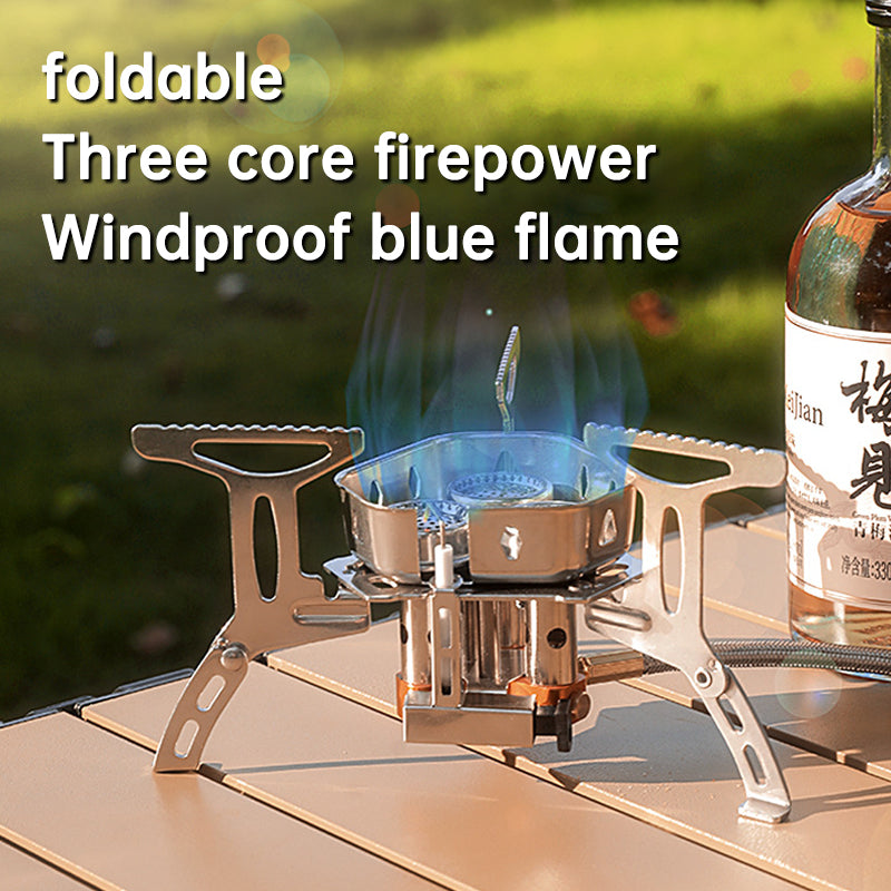 Three Core Power Camping Gas Stove – Triple Burner Strength in a Featherlight Frame