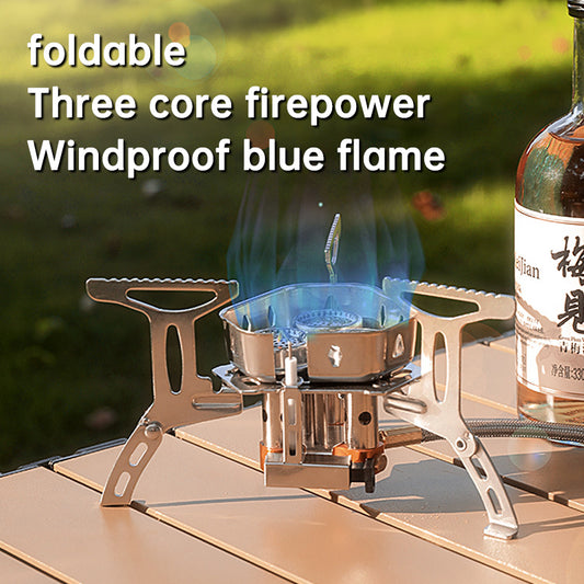Three Core Power Camping Gas Stove – Triple Burner Strength in a Featherlight Frame