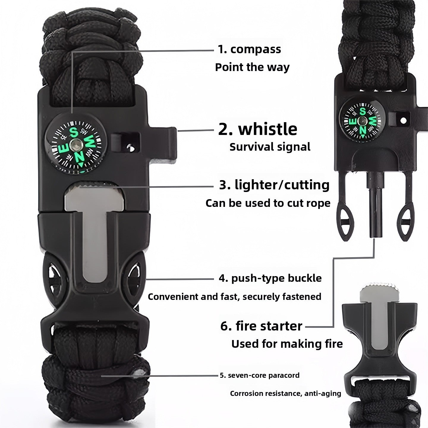 Emergency Survival Bracelet ? Compact Multi?Tool for Outdoor Preparedness