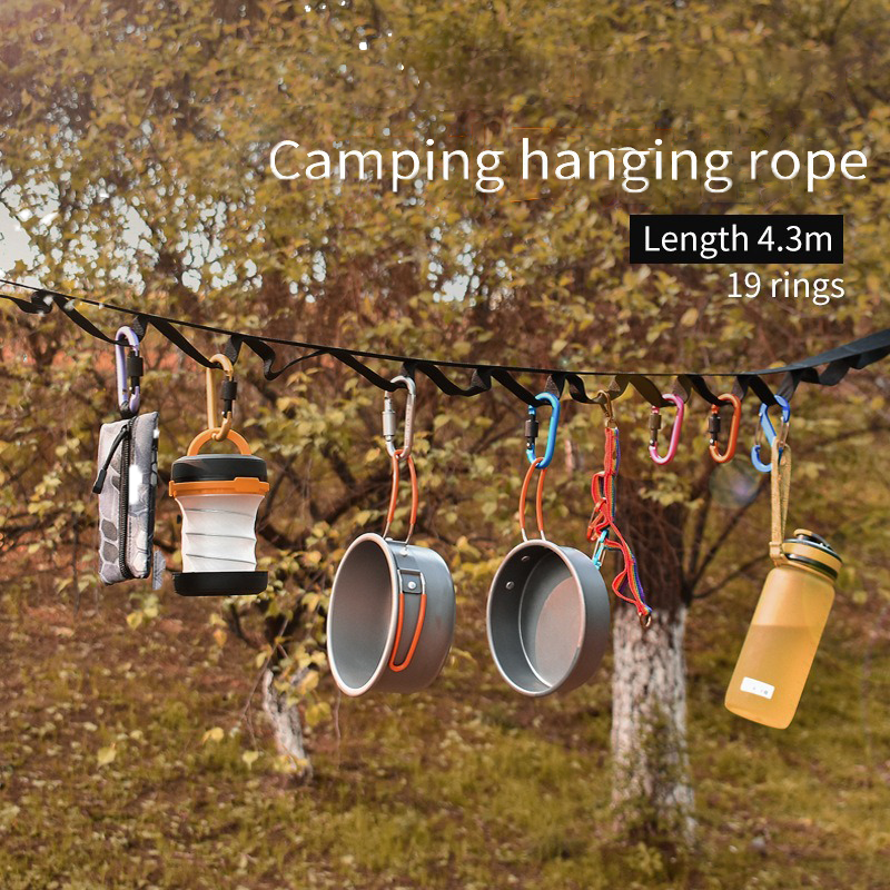 Camping & Tent Storage Adjustable Line Lanyard – 19 Hook Hangers for Organized Adventures