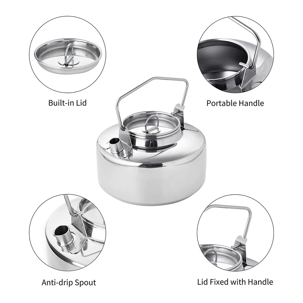 Fire Maple Antarcti Stainless Steel Pot & Kettle Set – 2-Piece Durable Cookware for Bushcraft, Camping & Backpacking