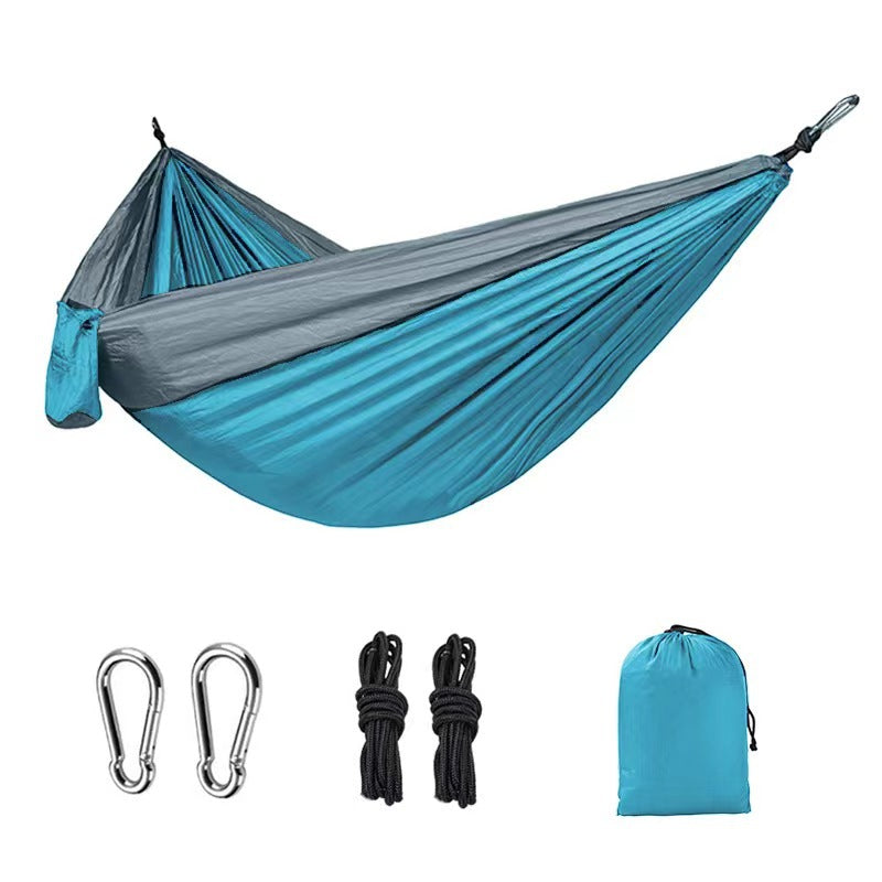 Double Nylon Camping Hammock with Straps