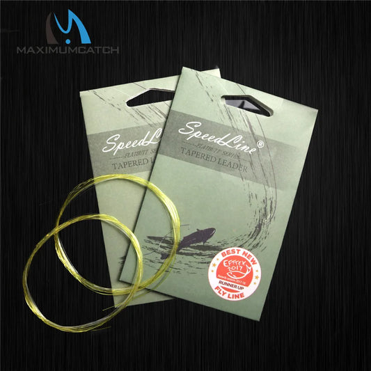 Maximumcatch Tapered Leader – Fully Clear/Yellow with Clear Tip Fly Fishing Leader Line (9ft/15ft, 3X-5X)