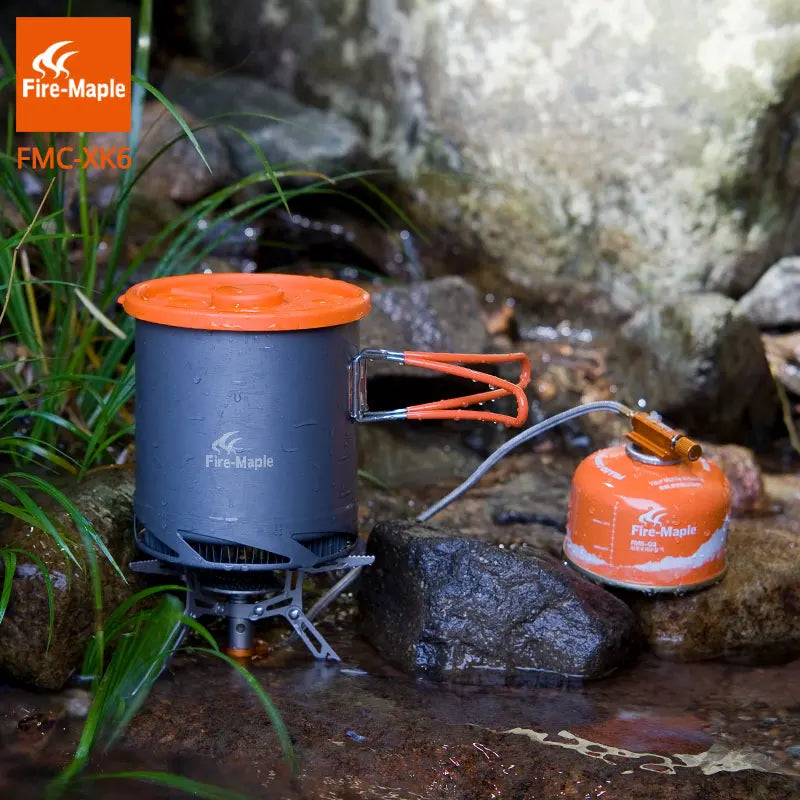 Fire Maple FMC-XK6 Heat Exchanger Pot – 1L Foldable Camping Cookware with Mesh Bag