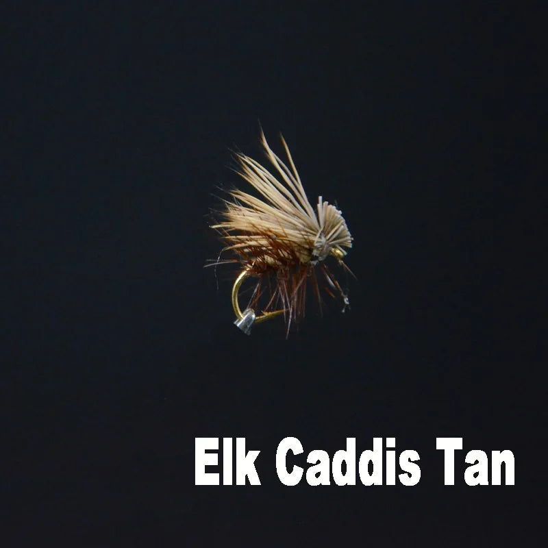 6pcs #14 Brown/Tan Elk Hair Caddis Dry Flies – 2 Styles