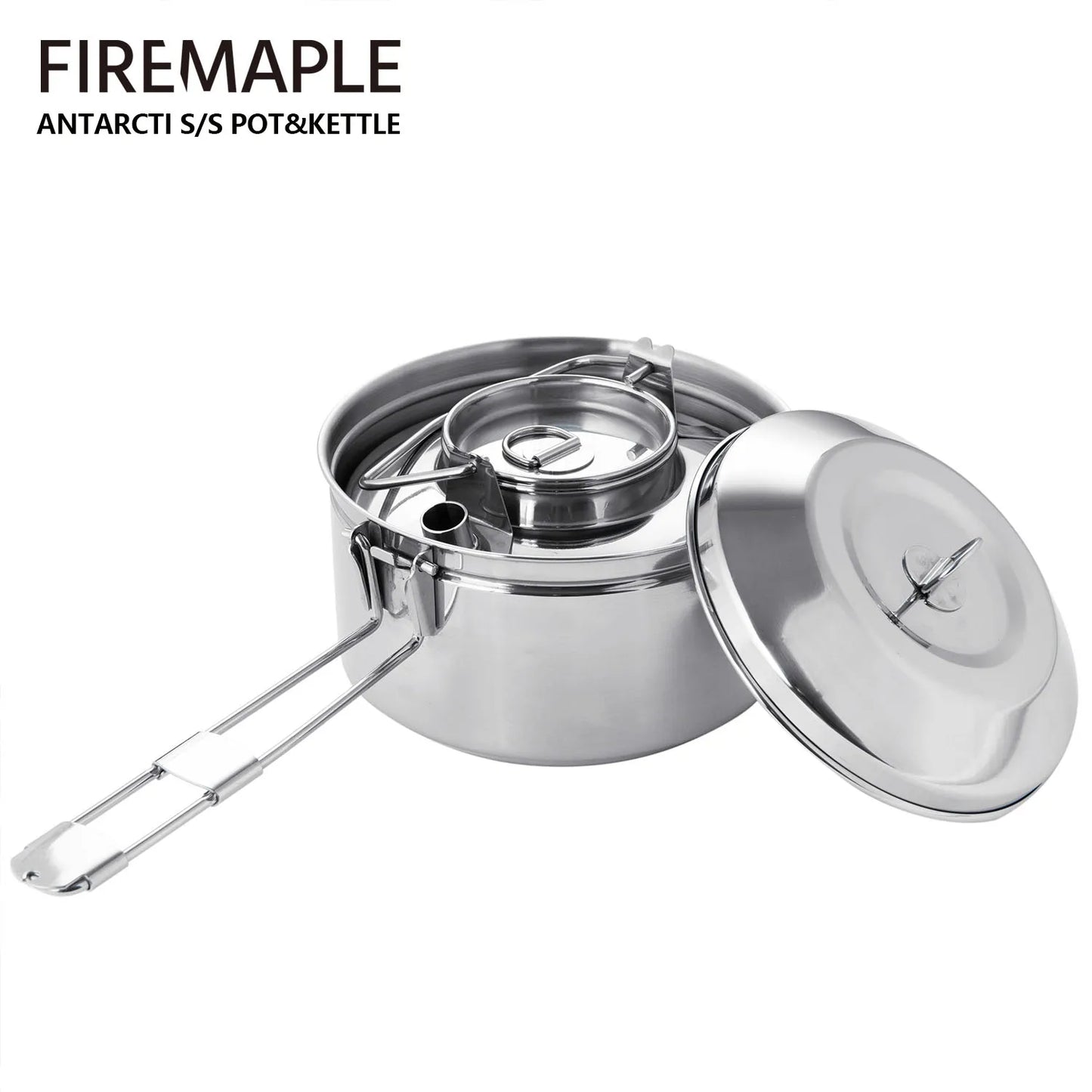 Fire Maple Antarcti Stainless Steel Pot & Kettle Set – 2-Piece Durable Cookware for Bushcraft, Camping & Backpacking