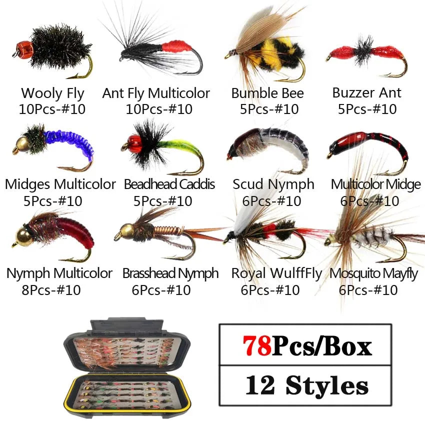 Fly Fishing Fly Kit – 40 / 78 / 126 PCS Mixed Styles