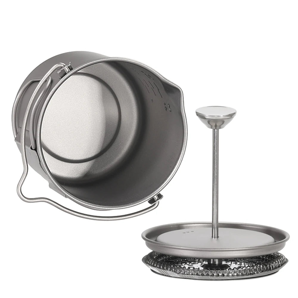 Lixada 750ml Titanium Coffee Cup Mug French Press Pot