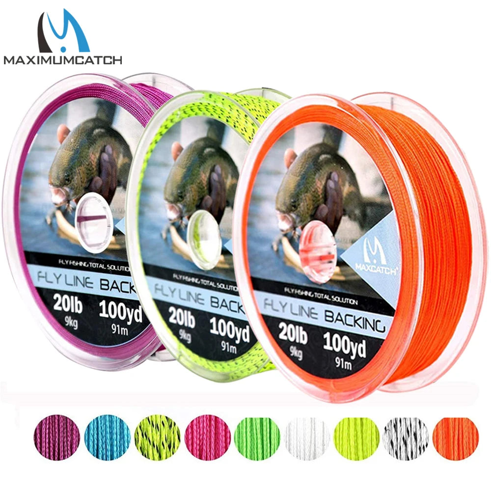 Maximumcatch Braided Backing Line – Fly Fishing Line (20/30LB, 50/100/300 Yards, Multi-Color)