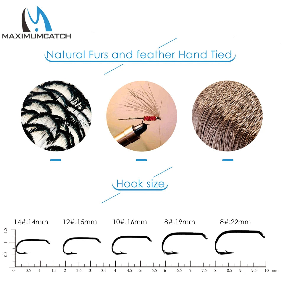 Maximumcatch Fly Fishing Flies Set – Streamer, Dry, Nymph, Wet Flies (#2–#14) for Trout & More