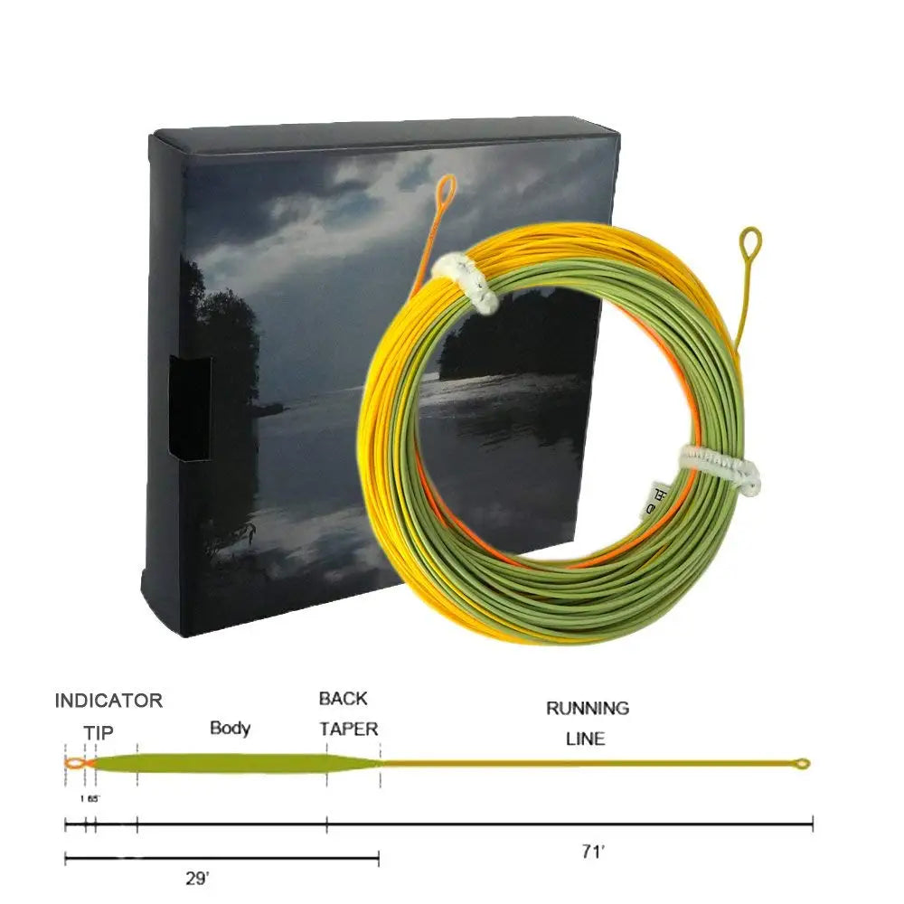 Aventik Three-Colored Weight Forward Floating Fly Fishing Line with Welded Loops