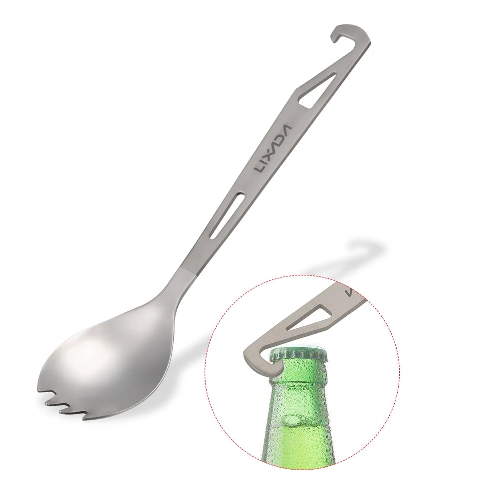 2-in-1 Titanium Spoon – Ultralight Tableware with Built-In Bottle Opener